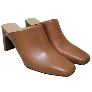 Naturalizer Women Paloma Square Toe High Heel Mules Size US 9M Tawny Brown